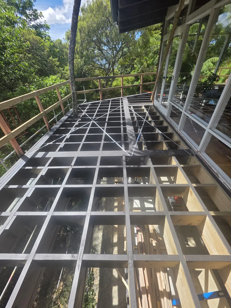 Exposed deck structure during construction